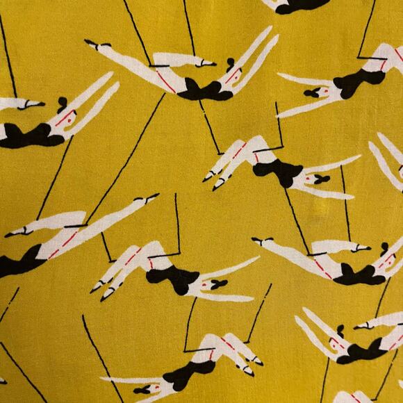 Anthropologie Top Emily Isabella Blouse Short Sleeve Shirt Yellow Trapeze Large - Picture 5 of 7